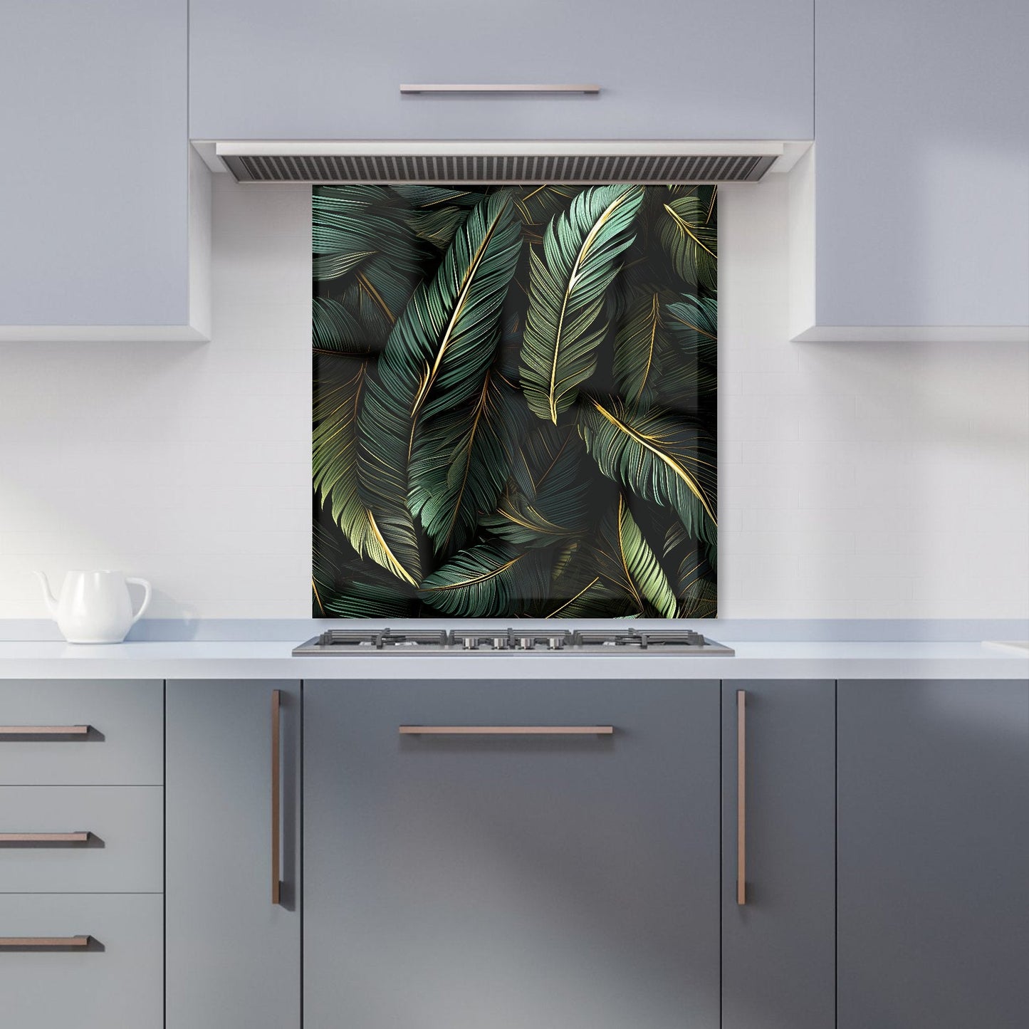 Green and Gold Leaves Kitchen Splashback