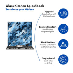 Blue And Grey Canvas Brushstrokes Kitchen Splashback
