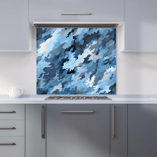 Blue And Grey Canvas Brushstrokes Kitchen Splashback