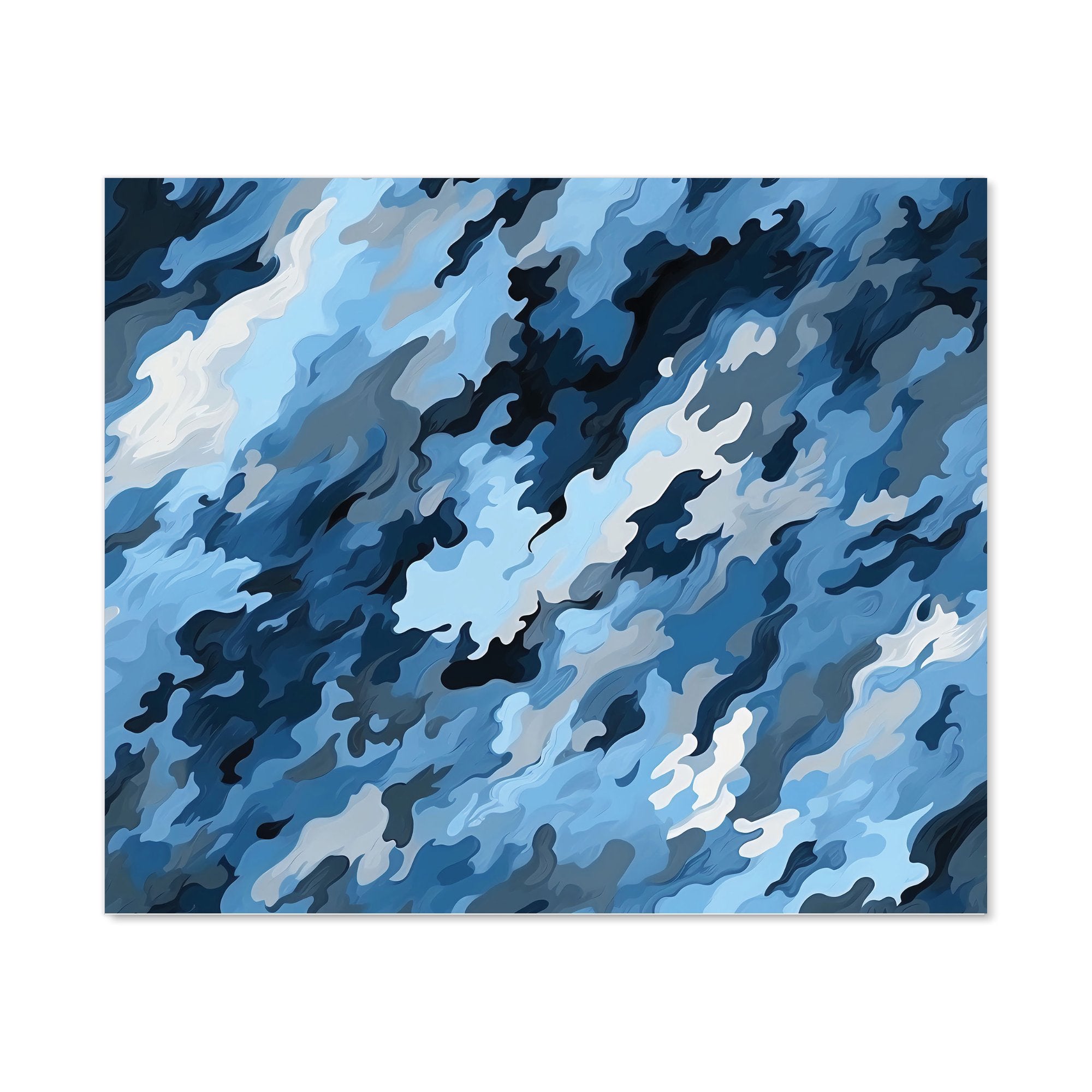 Blue And Grey Canvas Brushstrokes Kitchen Splashback