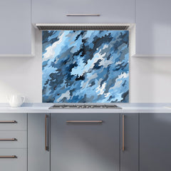 Blue And Grey Canvas Brushstrokes Kitchen Splashback