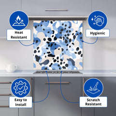 Blue Camouflage Pattern Kitchen Splashback