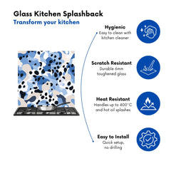 Blue Camouflage Pattern Kitchen Splashback