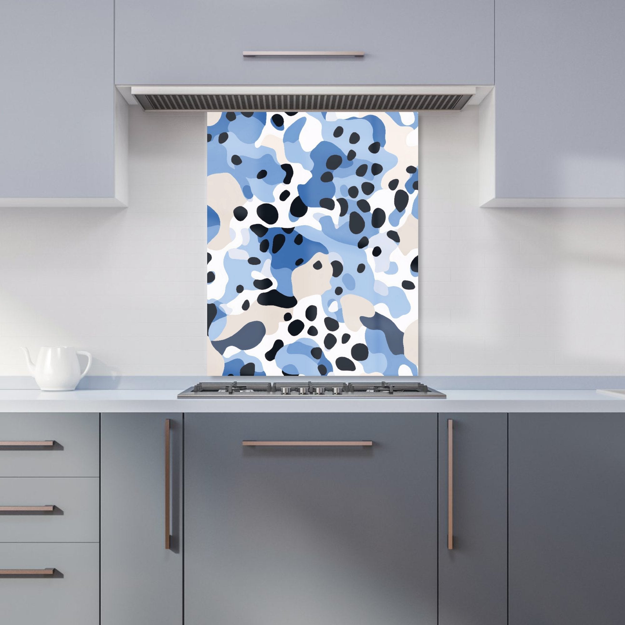 Blue Camouflage Pattern Kitchen Splashback