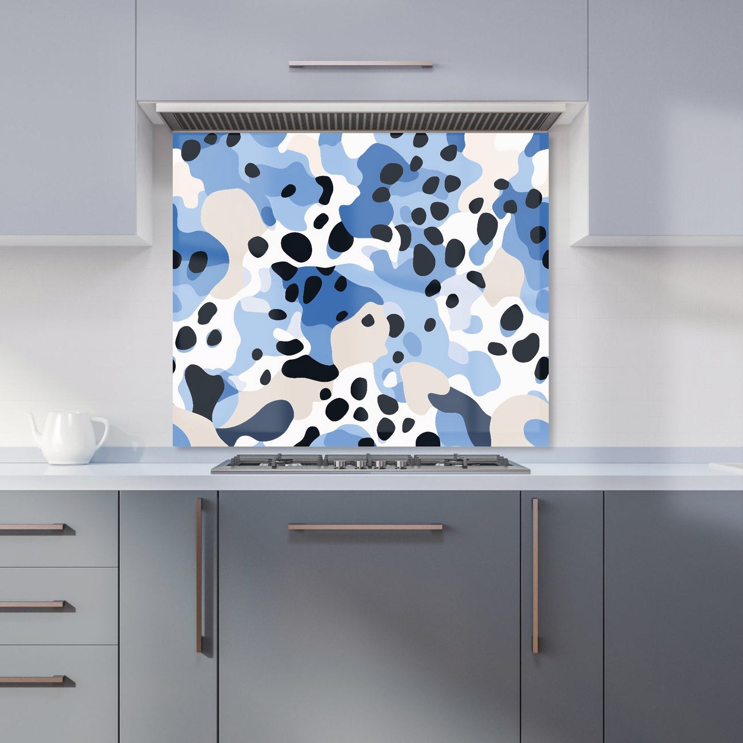 Blue Camouflage Pattern Kitchen Splashback