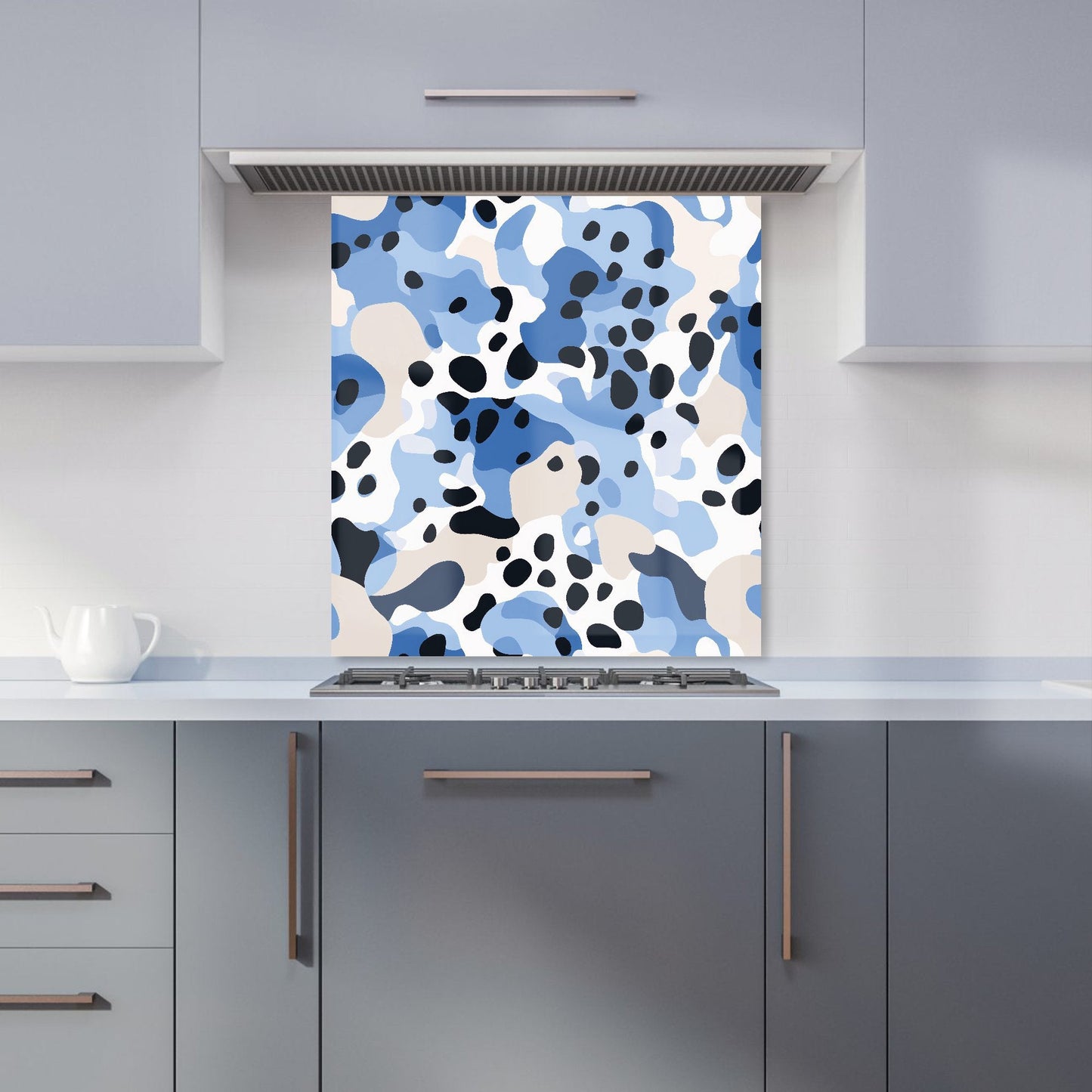 Blue Camouflage Pattern Kitchen Splashback