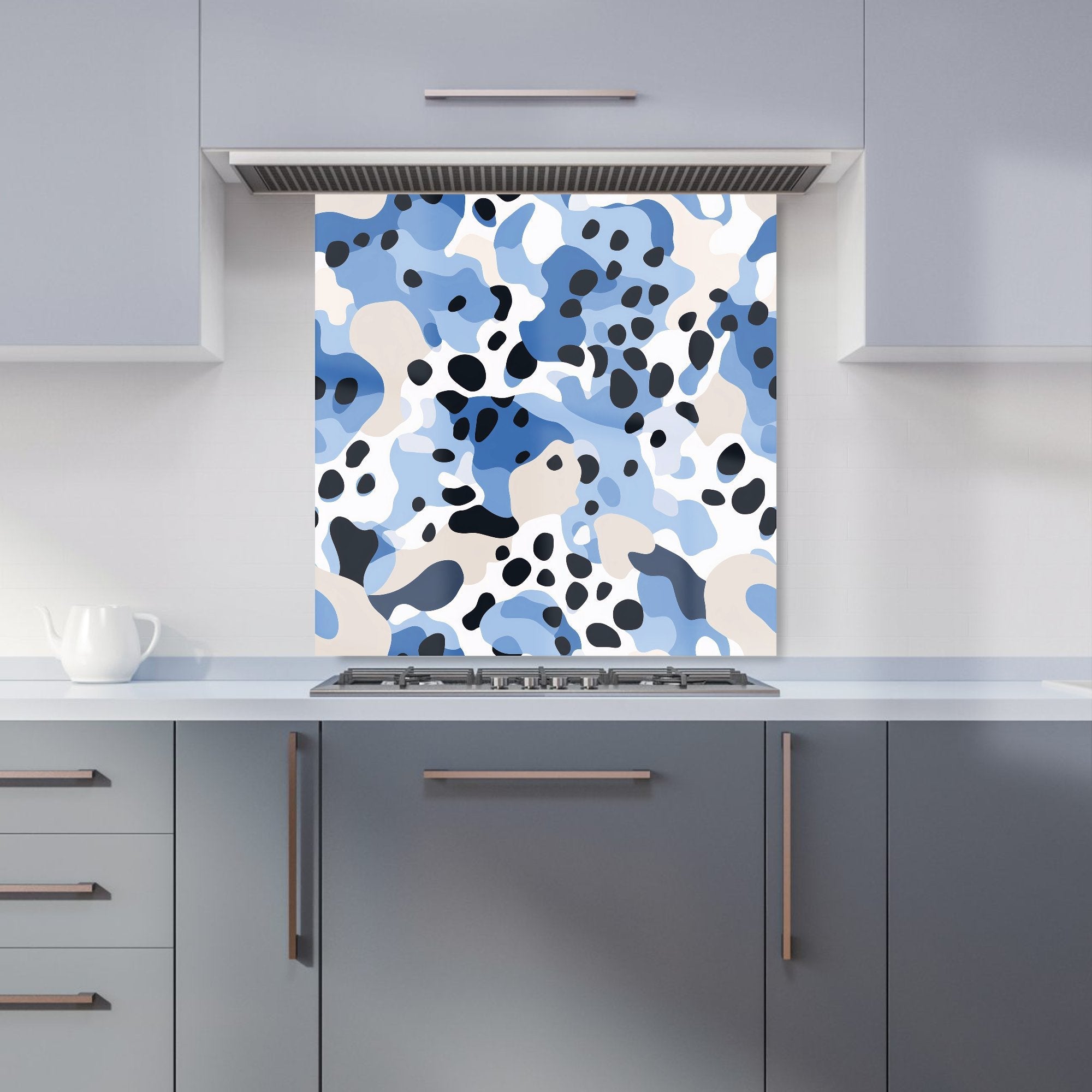Blue Camouflage Pattern Kitchen Splashback