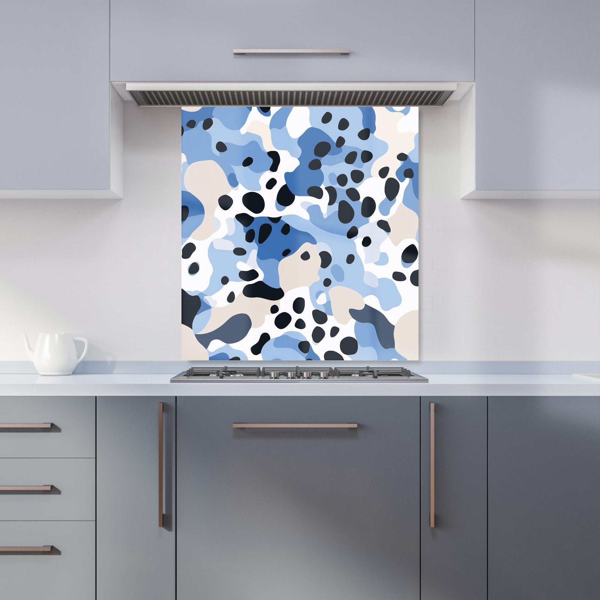Blue Camouflage Pattern Kitchen Splashback