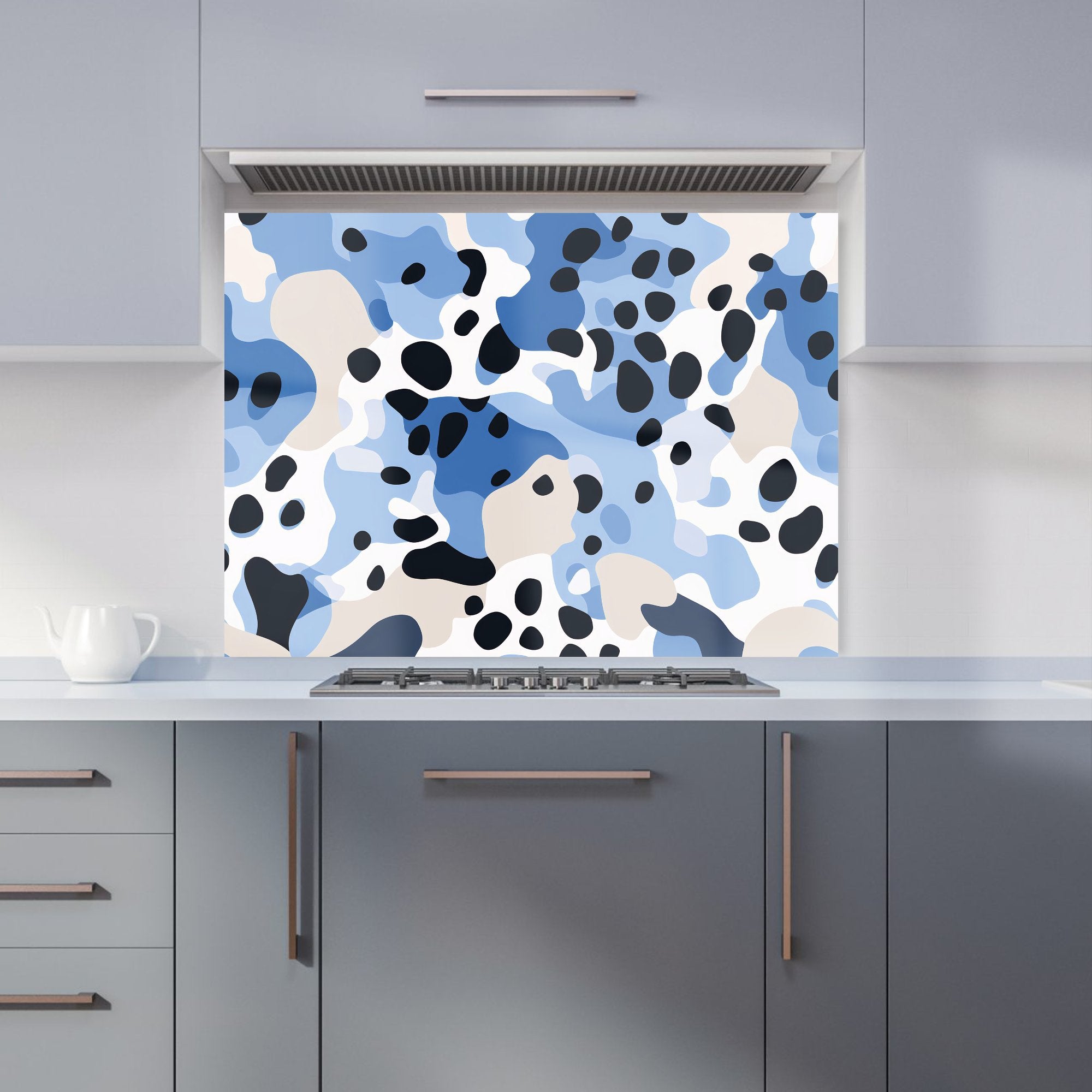 Blue Camouflage Pattern Kitchen Splashback