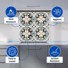 Beige And Brown Abstract Pattern Kitchen Splashback