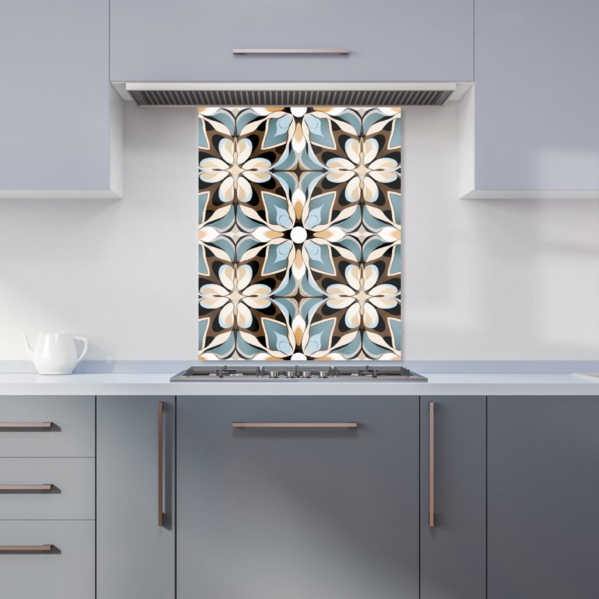 Beige And Brown Abstract Pattern Kitchen Splashback