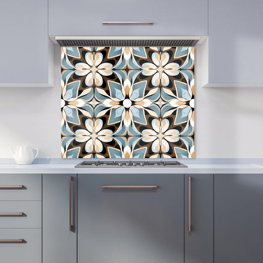 Beige And Brown Abstract Pattern Kitchen Splashback