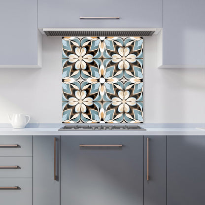 Beige And Brown Abstract Pattern Kitchen Splashback