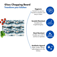 Dreamy Snowy Christmas Scene Glass Chopping Board