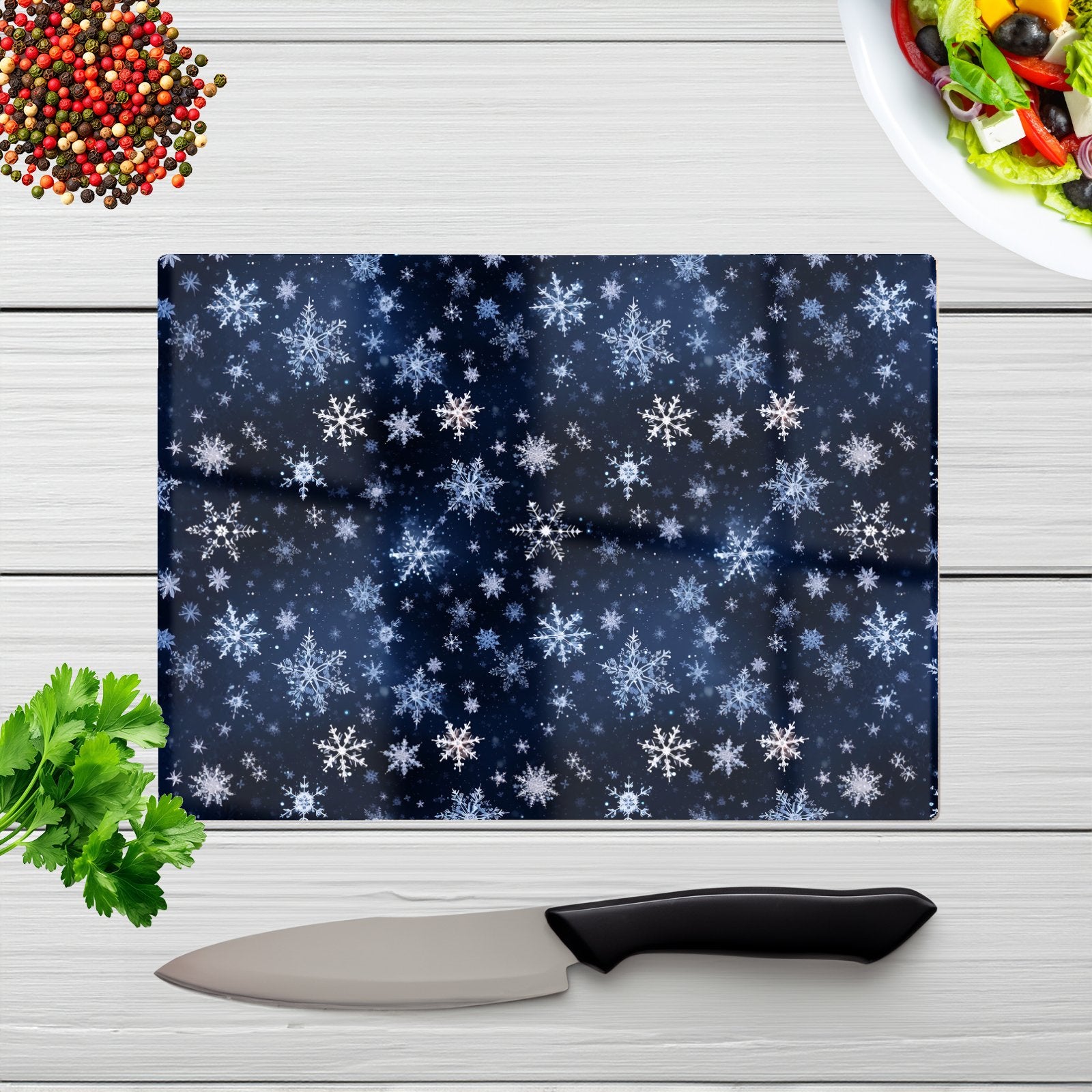 Dreamy And Magical Snowflake Glass Chopping Board