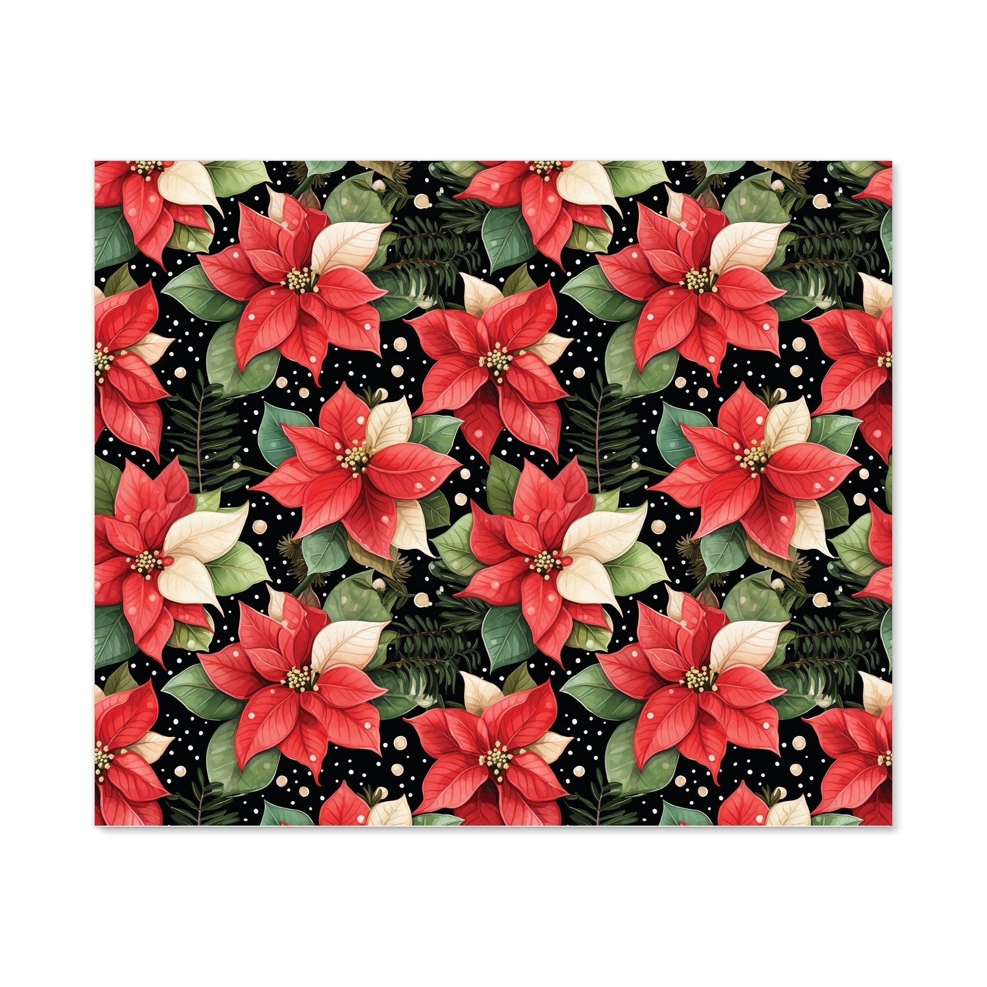 Poinsettia, Watercolor Style Kitchen Splashback