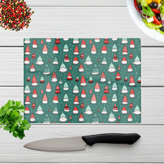Hand Drawn Joyful Santa Hats Glass Chopping Board