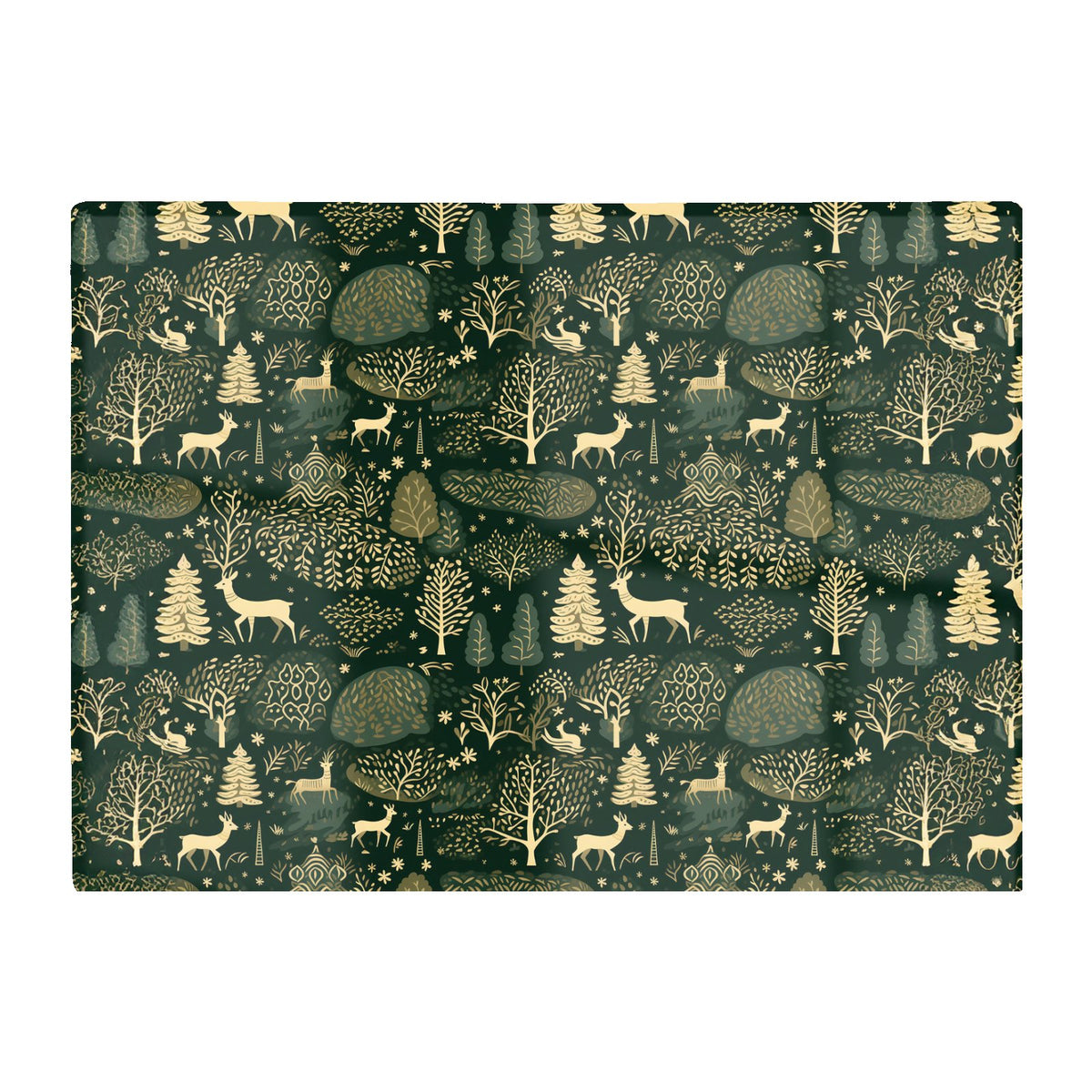 Green Christmas Woodlands Glass Chopping Board