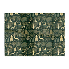 Green Christmas Woodlands Glass Chopping Board