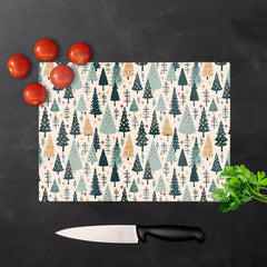 Boho Inspired Christmas Tree Pattern Glass Chopping Board