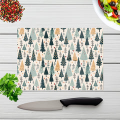 Boho Inspired Christmas Tree Pattern Glass Chopping Board