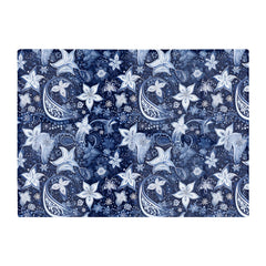 Paisley Christmas Stars Blue Glass Chopping Board