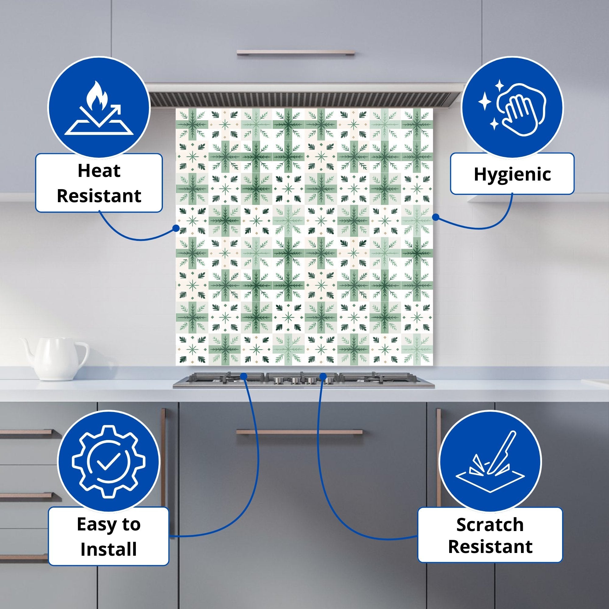 Christmas Quilting Squares, Geometric Kitchen Splashback