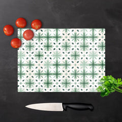 Christmas Quilting Squares Geometric Glass Chopping Board