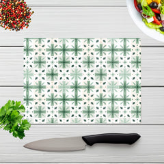 Christmas Quilting Squares Geometric Glass Chopping Board