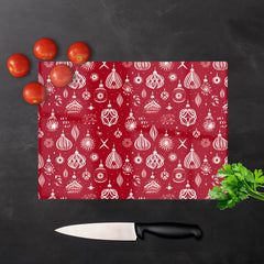 Red Christmas Decorations Pattern Glass Chopping Board