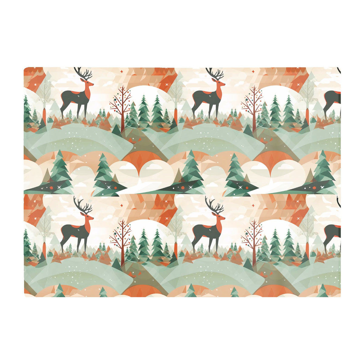 Reindeer On A Snowy Landscape Pattern Glass Chopping Board