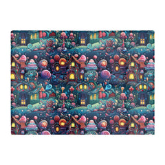 Whimsical Gingerbread House Pattern Glass Chopping Board