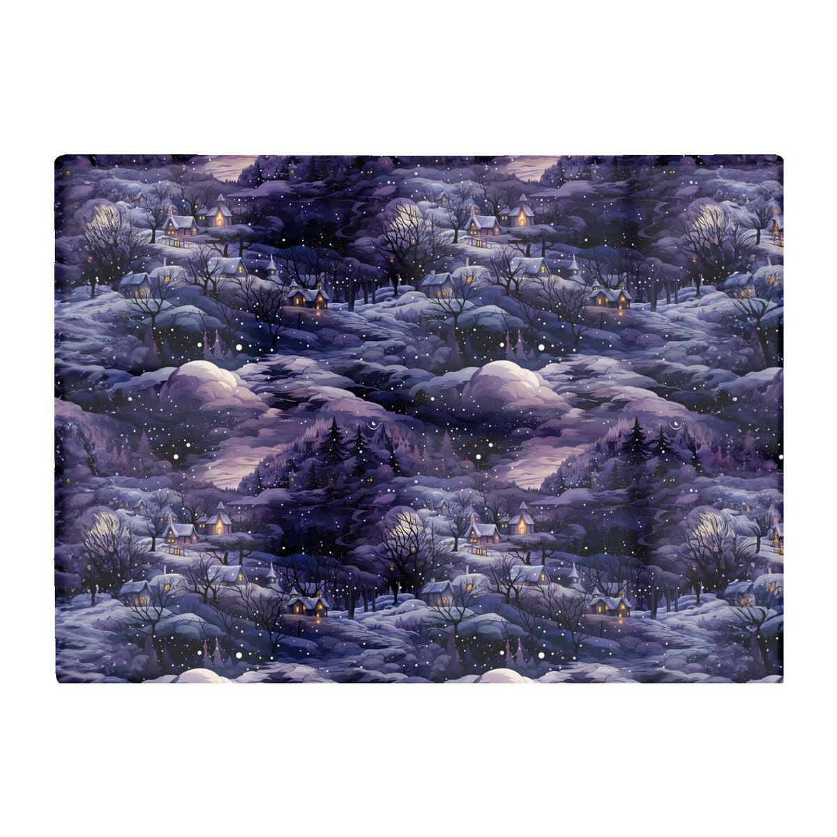 Snowy Christmas Village On A Starry Night Glass Chopping Board