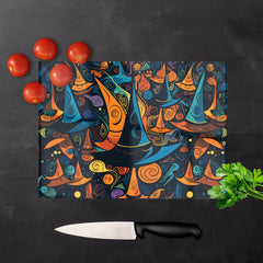 Imaginative Abstract Witches Hats Glass Chopping Board