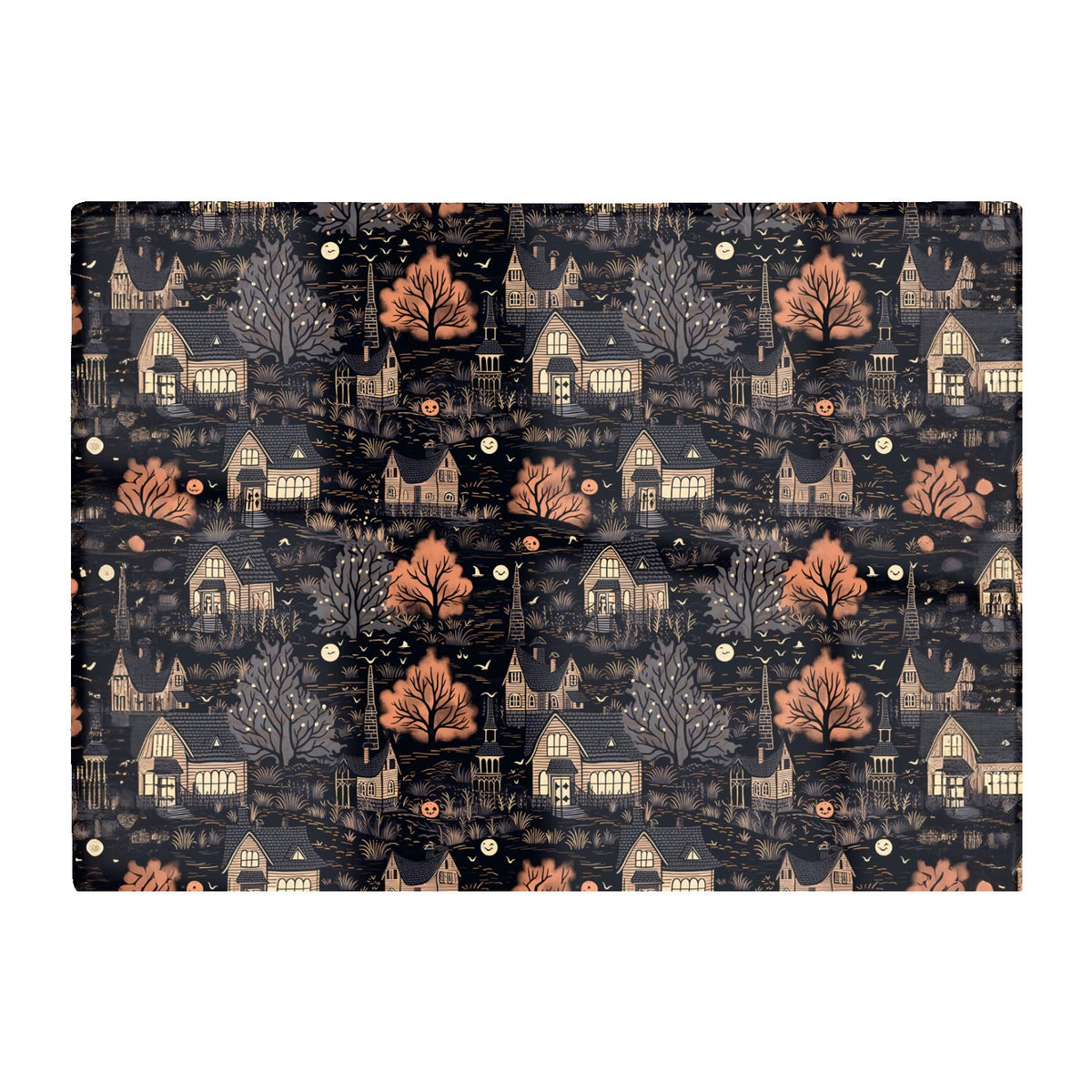 Spooky Haunted Houses Pattern Glass Chopping Board