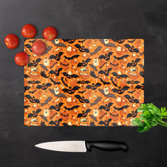 Candy Filled Treat Bags And Bats Glass Chopping Board