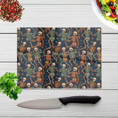 Dancing Skeletons Glass Chopping Board