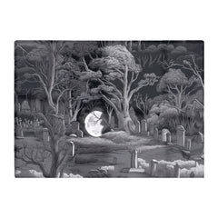 Eerie Moonlit Cemetery Glass Chopping Board
