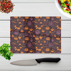 Wicked Witches Bubbling Cauldrons Glass Chopping Board