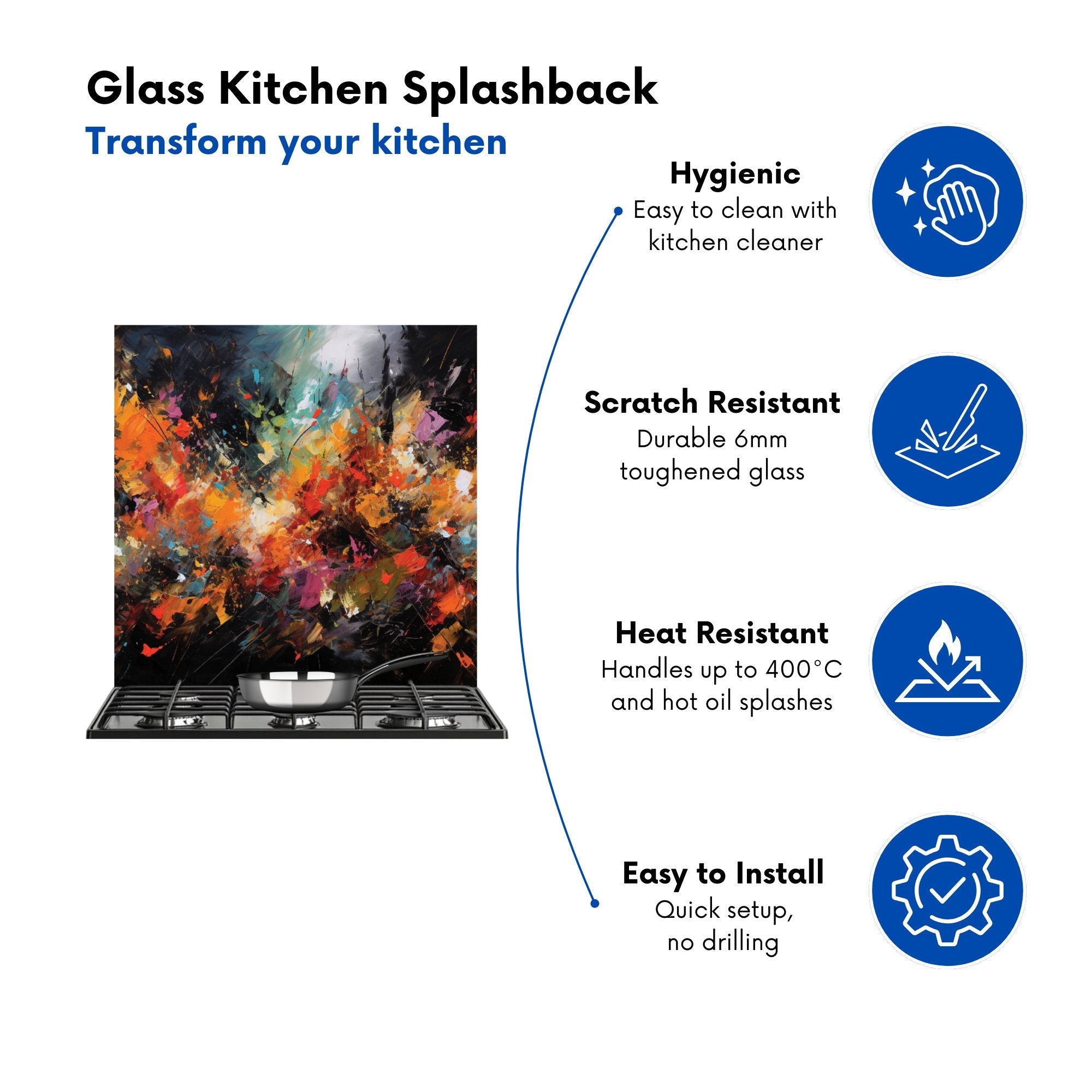 A Vibrant Abstract Painting Kitchen Splashback