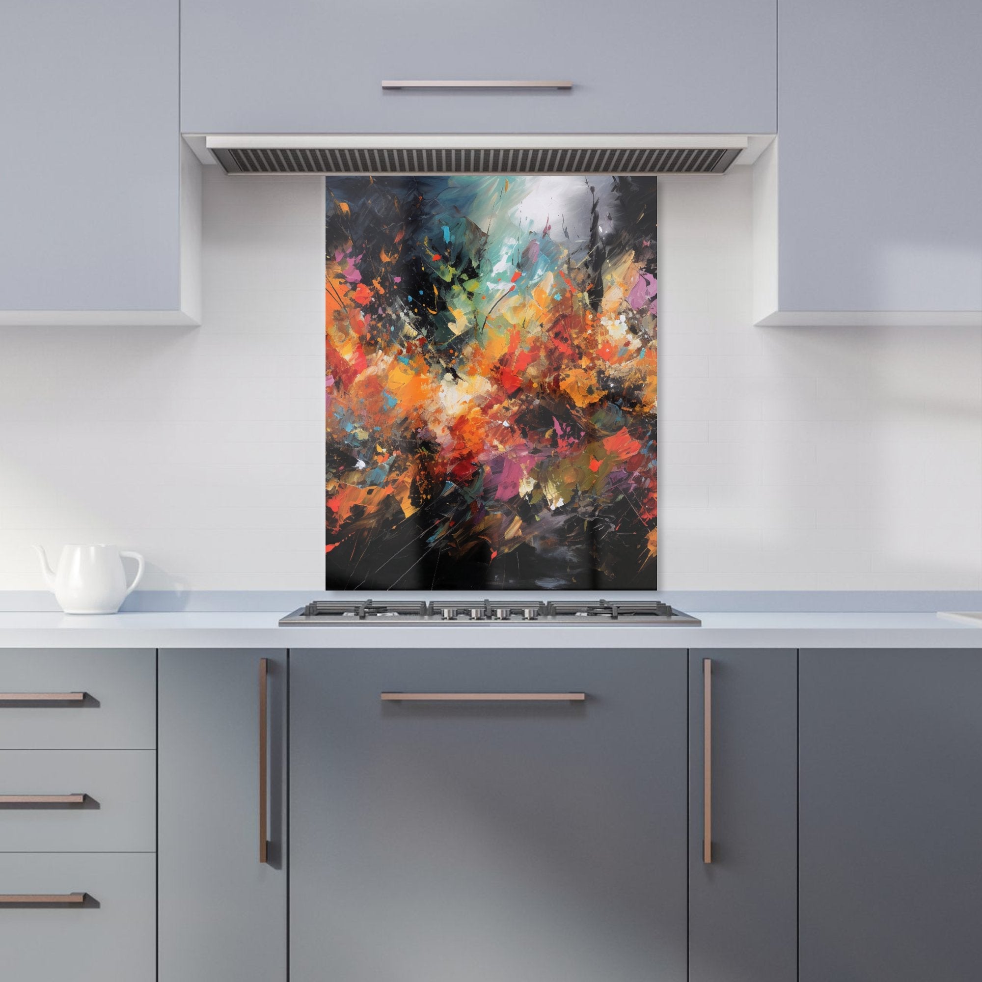 A Vibrant Abstract Painting Kitchen Splashback