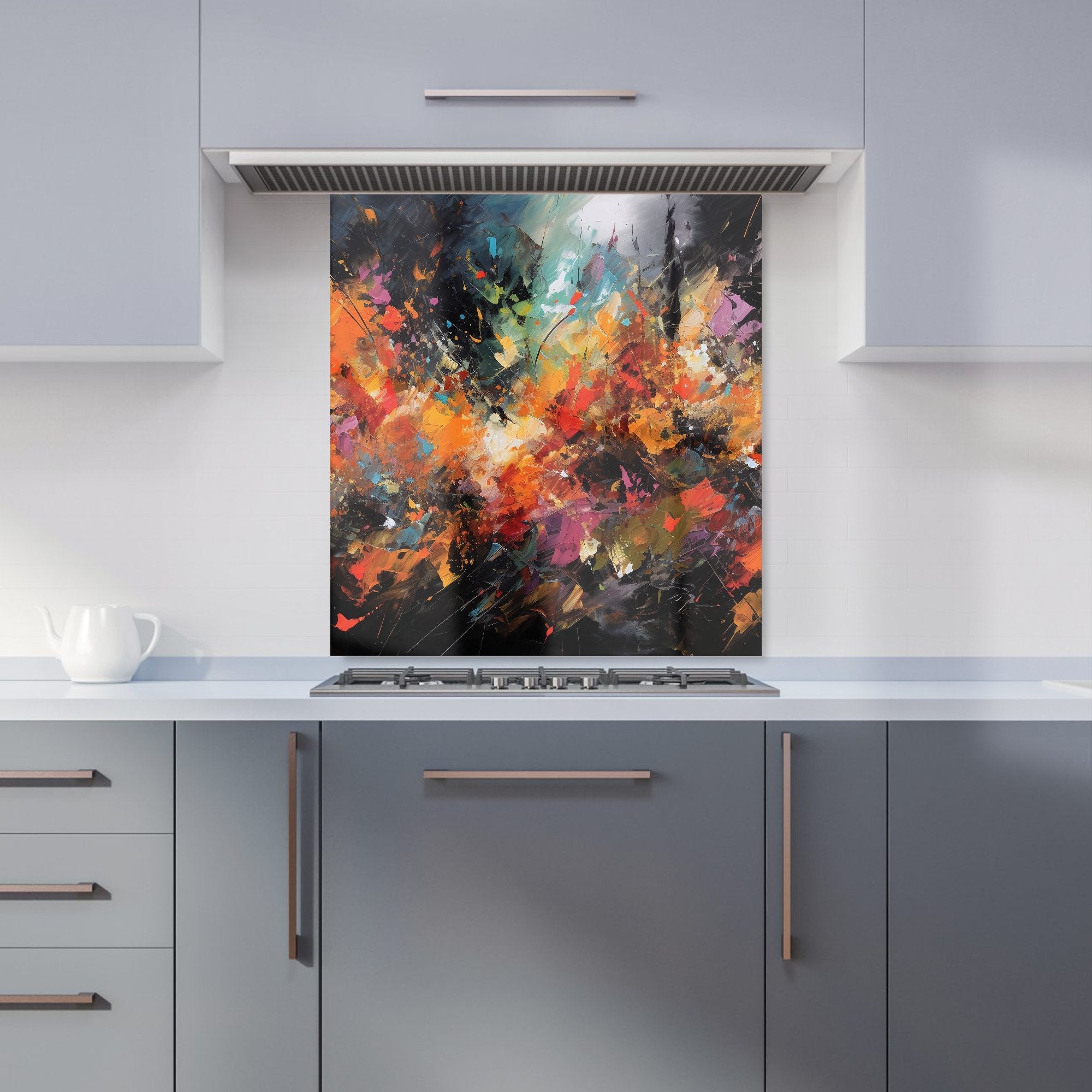 A Vibrant Abstract Painting Kitchen Splashback