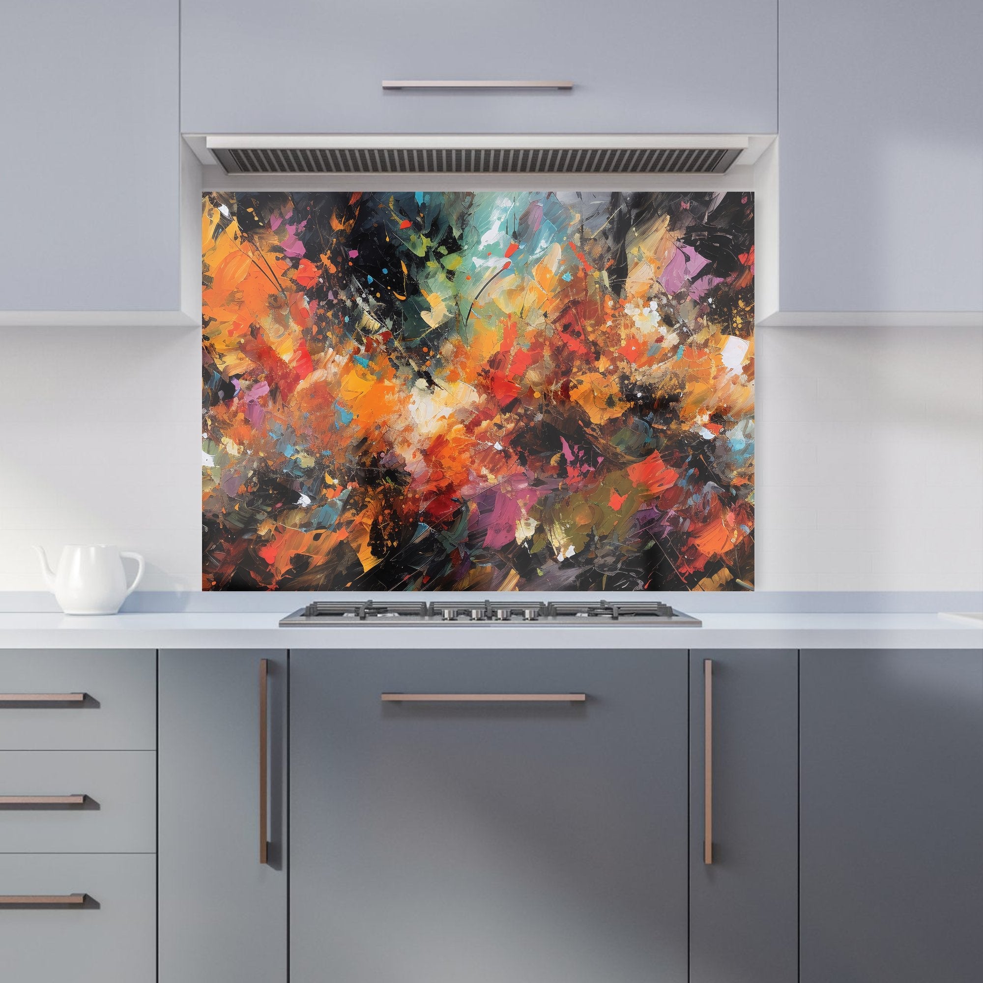 A Vibrant Abstract Painting Kitchen Splashback