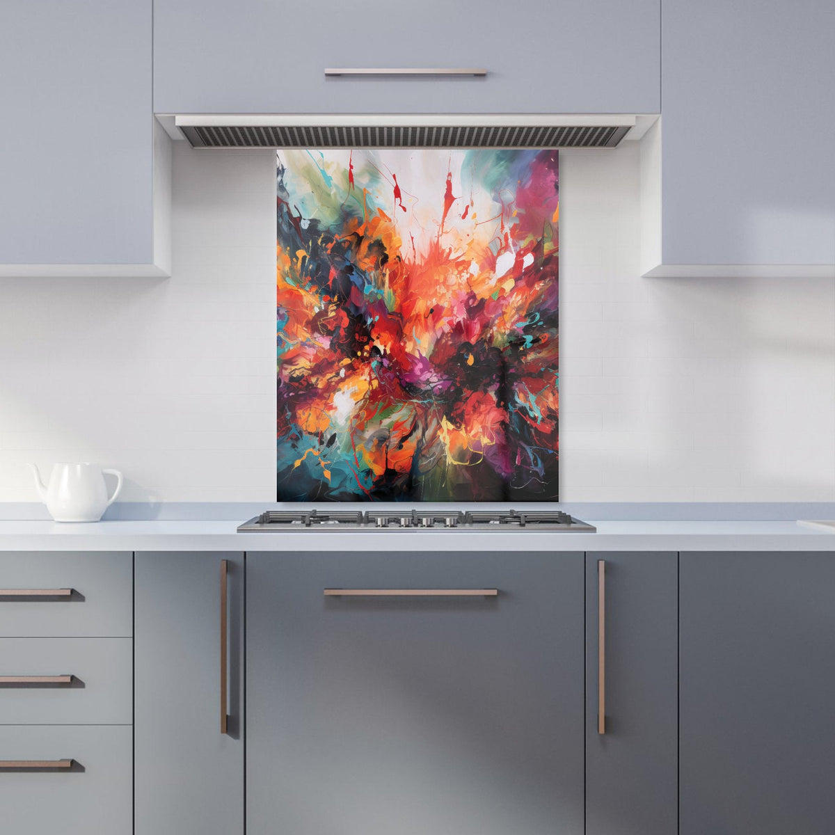A Vibrant Abstract Painting Of Halloween Kitchen Splashback