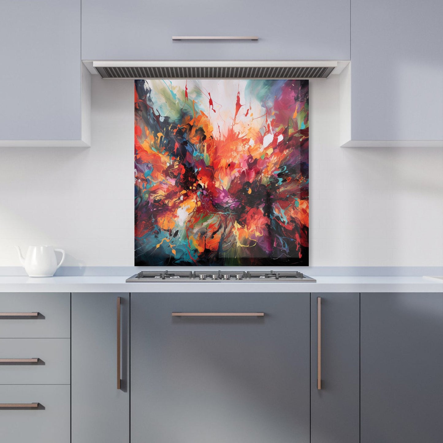 A Vibrant Abstract Painting Of Halloween Kitchen Splashback