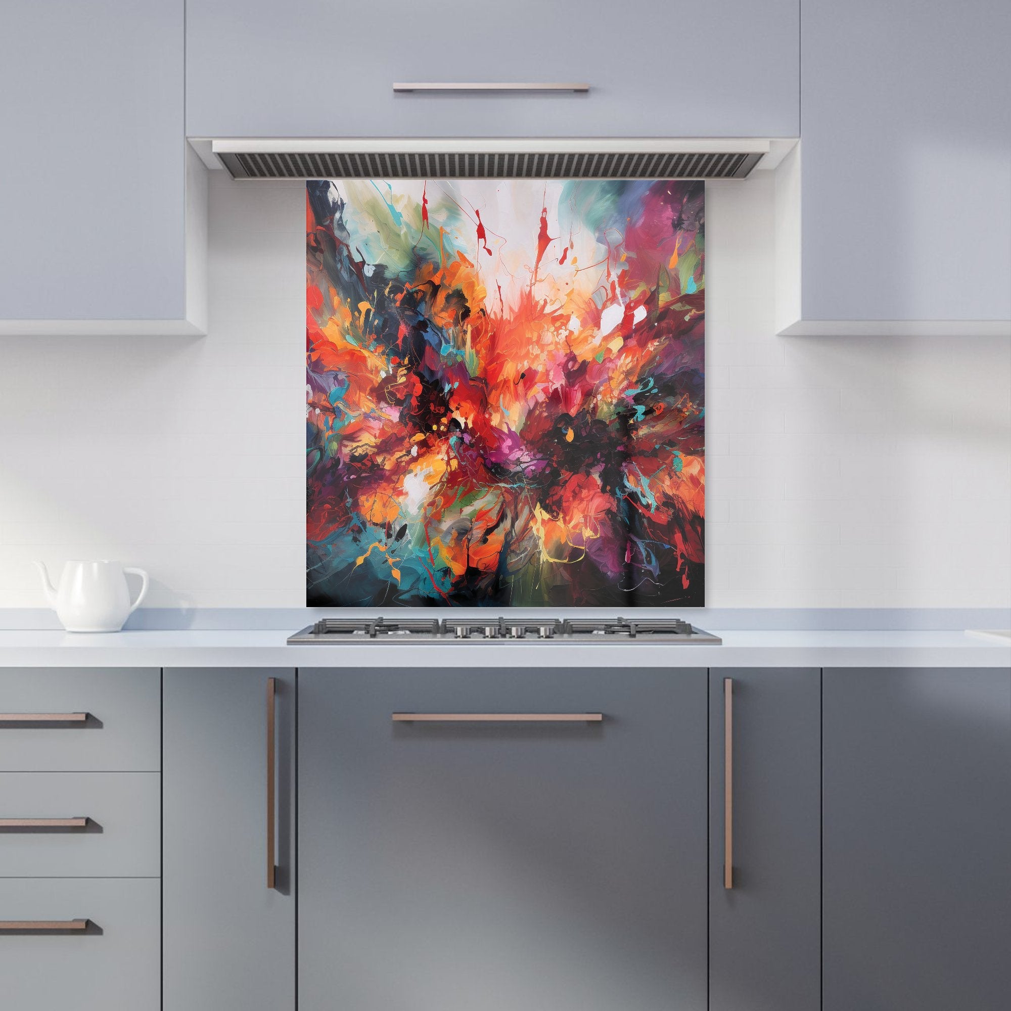A Vibrant Abstract Painting Of Halloween Kitchen Splashback