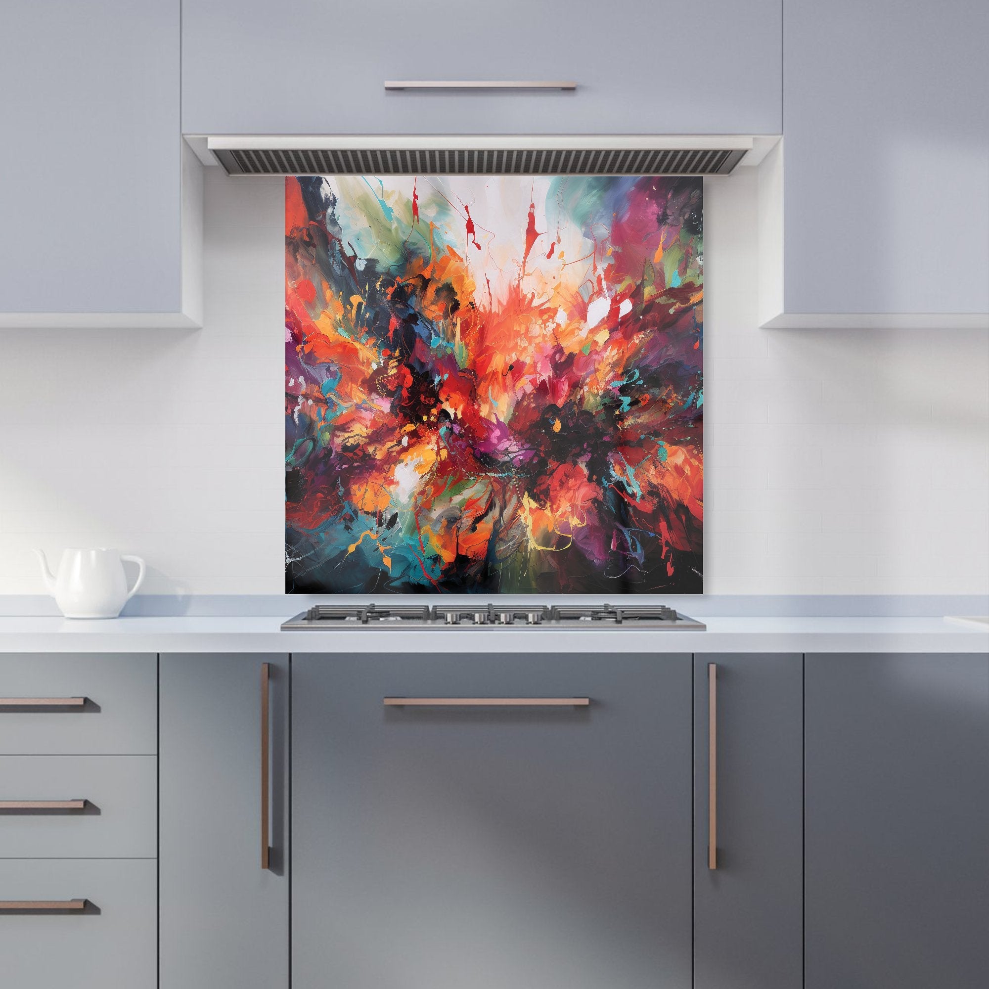 A Vibrant Abstract Painting Of Halloween Kitchen Splashback