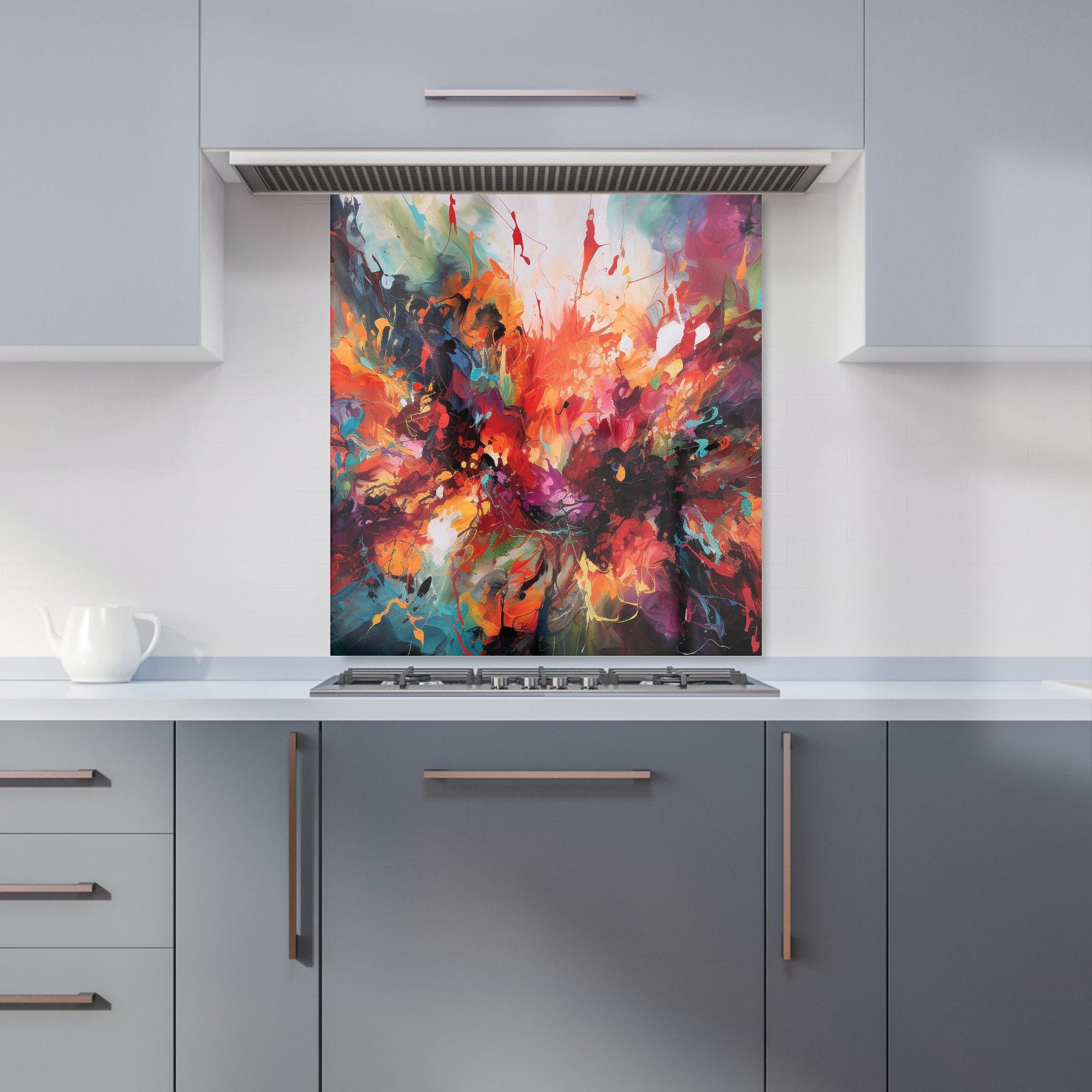 A Vibrant Abstract Painting Of Halloween Kitchen Splashback