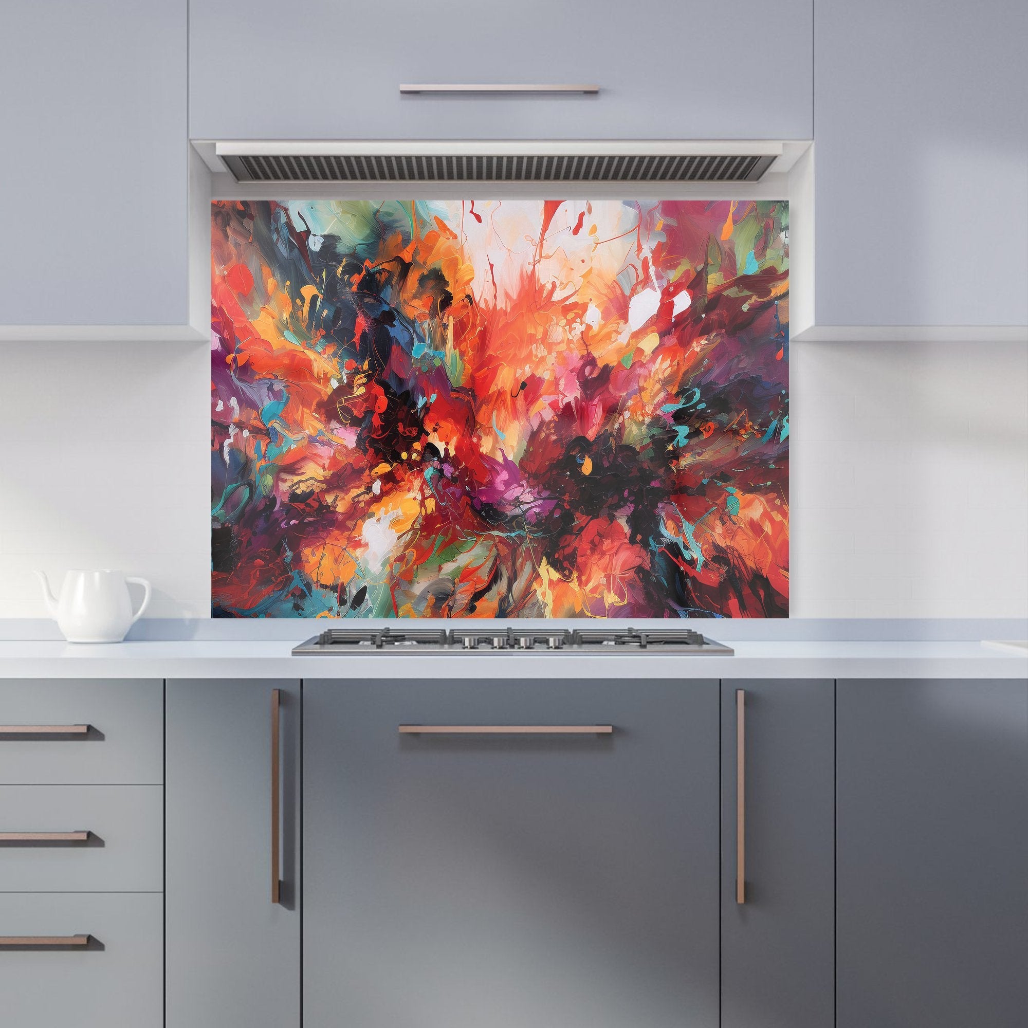 A Vibrant Abstract Painting Of Halloween Kitchen Splashback