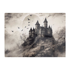A Realistic Drawing Of A Haunted Castle Glass Chopping Board